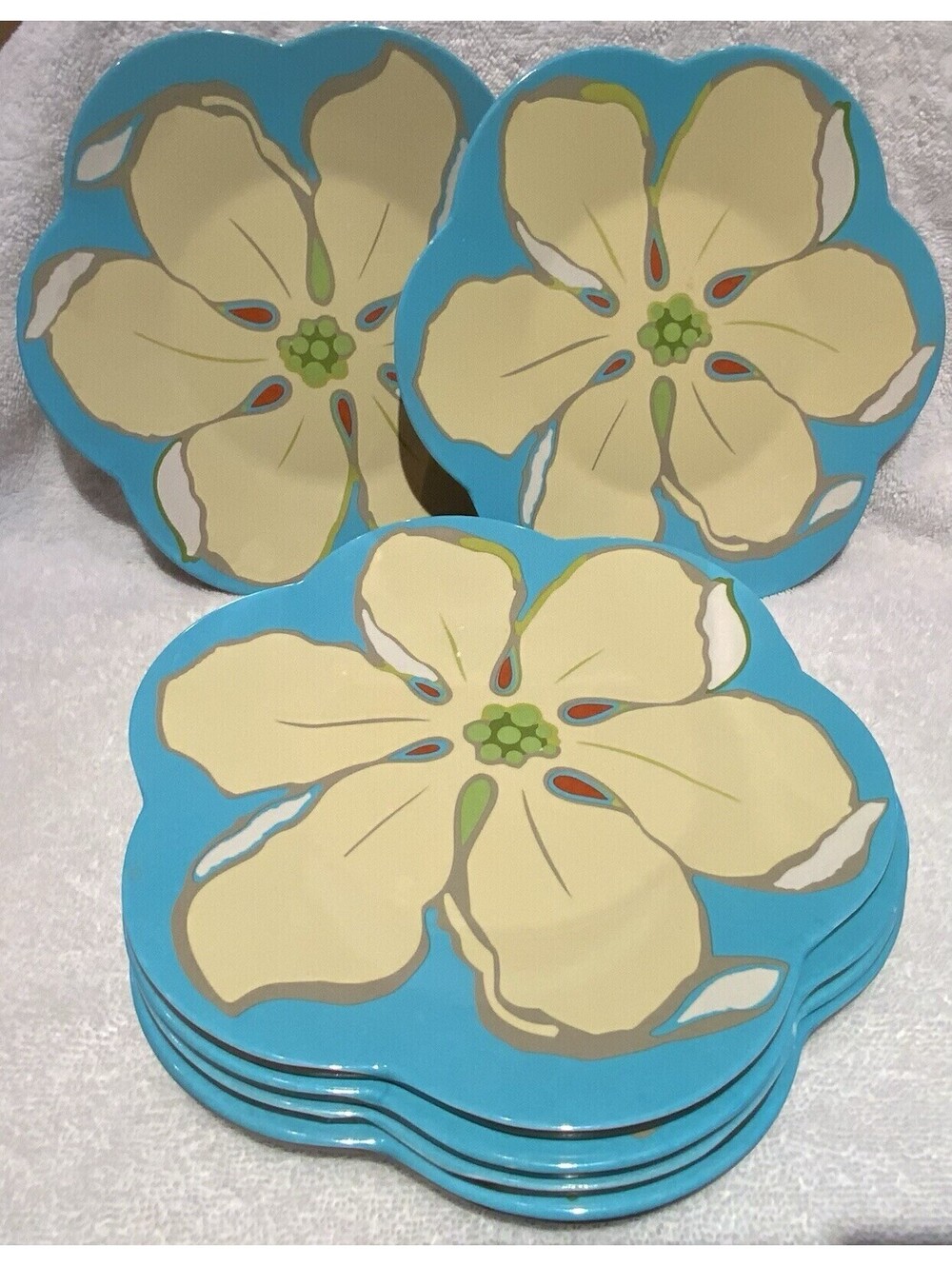 Target Melamine 9”D Floral Ipanema Pattern Plate Set - Six Piece Place Setting
